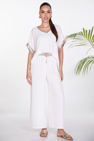 Top and trousers set with lurex details