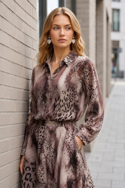Πουκάμισο μουσελίνα see-through με animal print