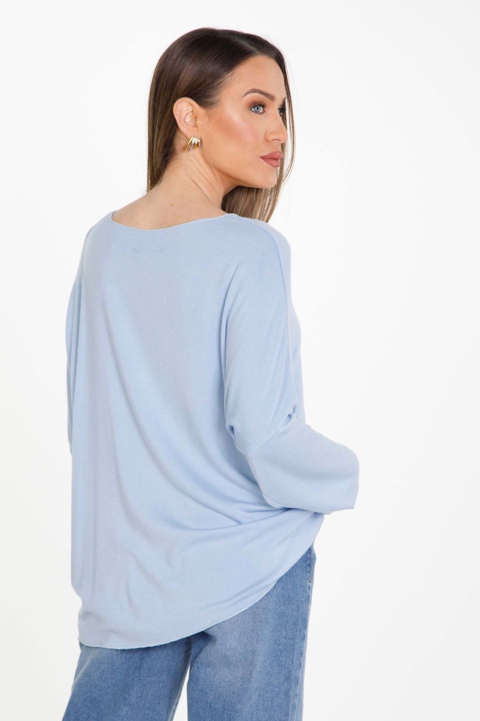 Longsleeve blouse in bat sleeves