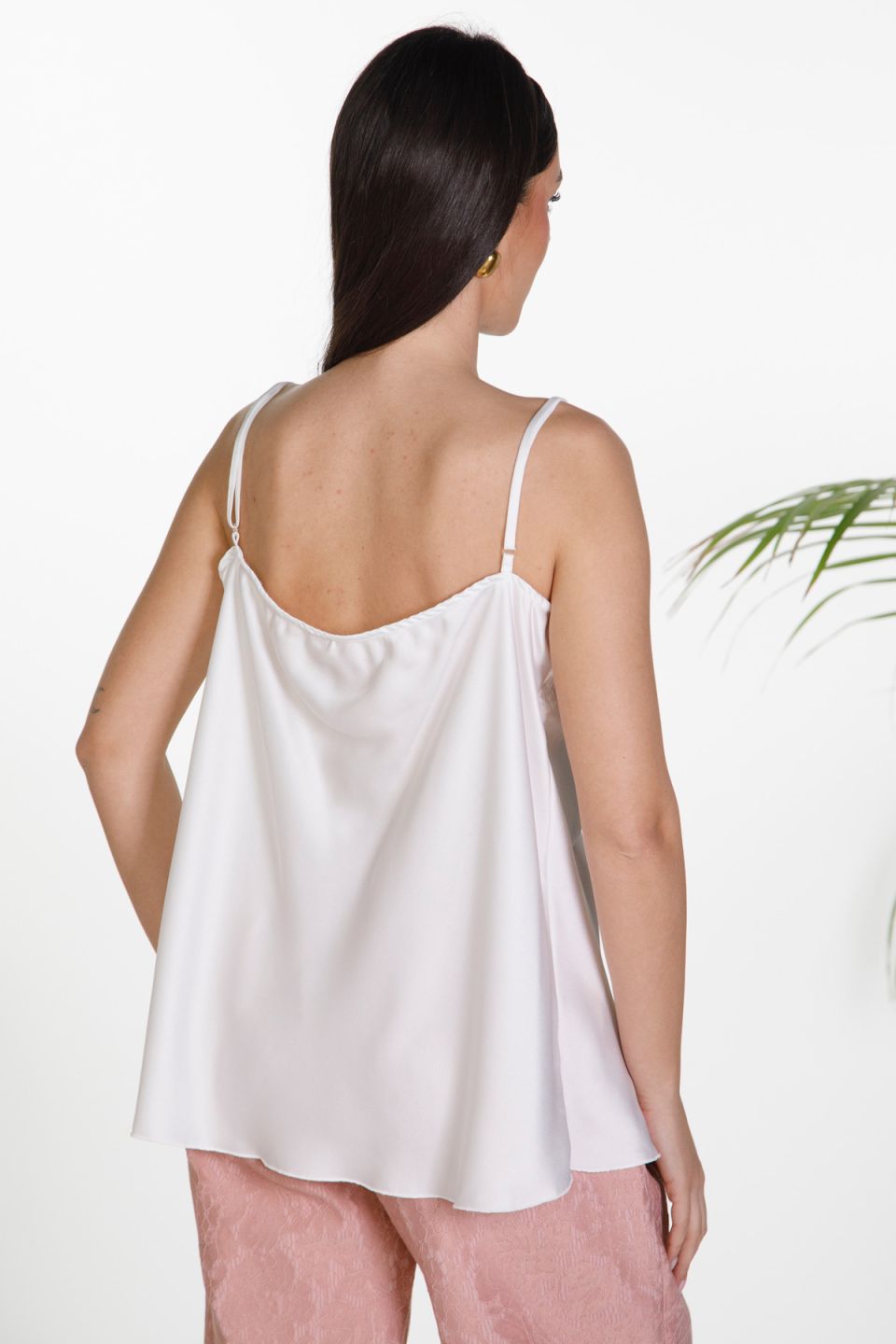 Lingerie-style blouse with thin straps
