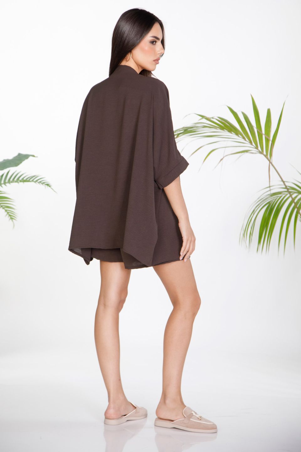 Kimono and shorts set in loose fit