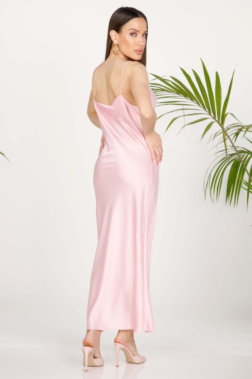 Midi satin slip dress