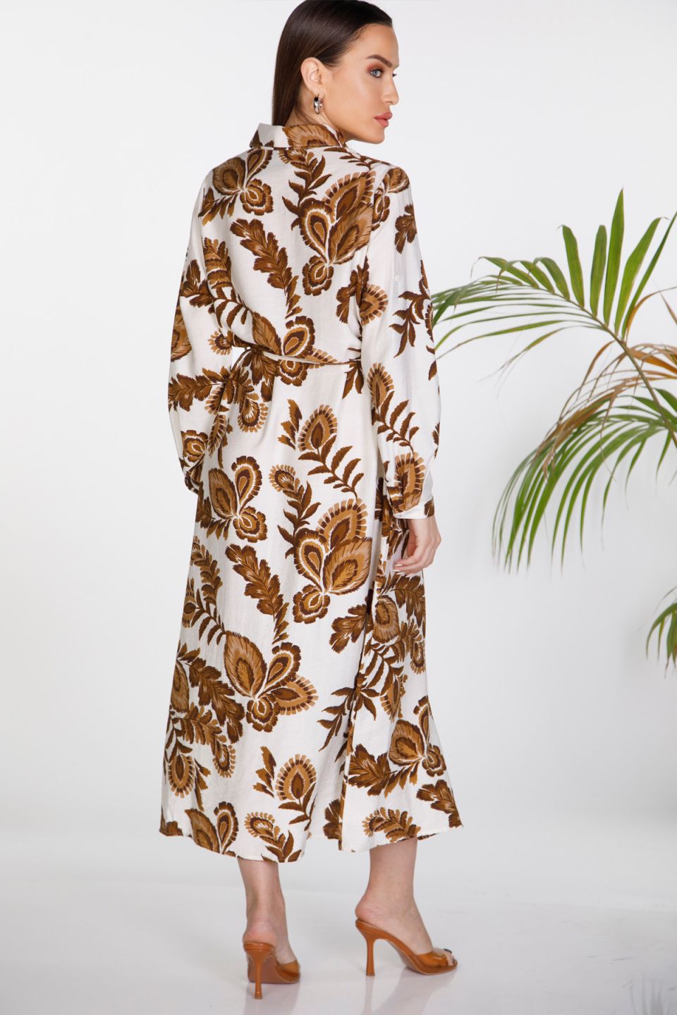Maxi floral print shirt dress
