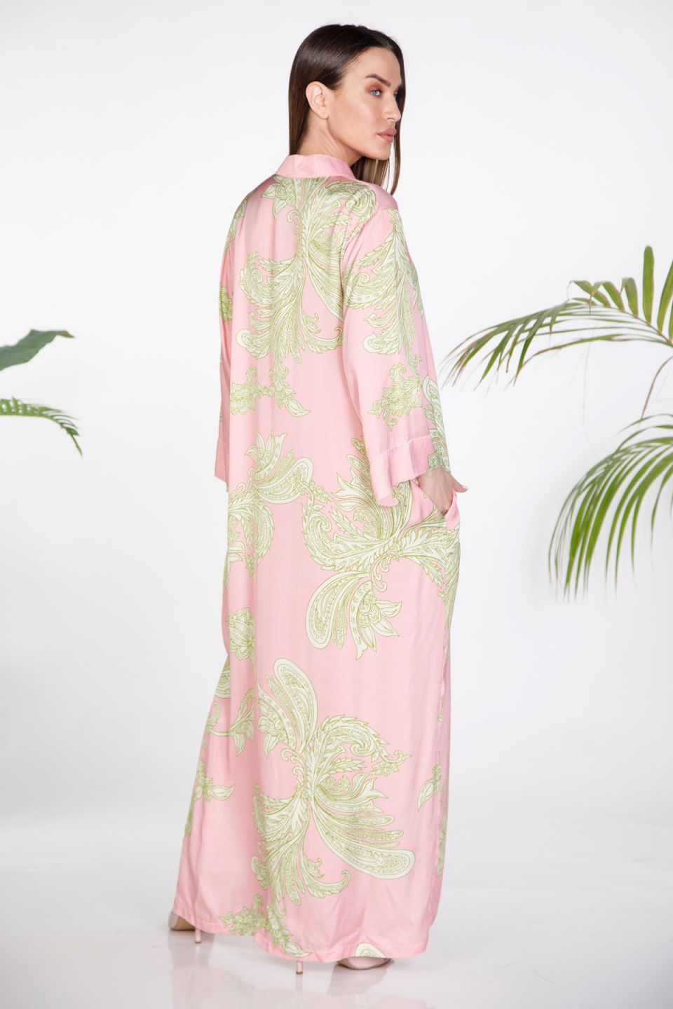 Maxi satin paisley kaftan
