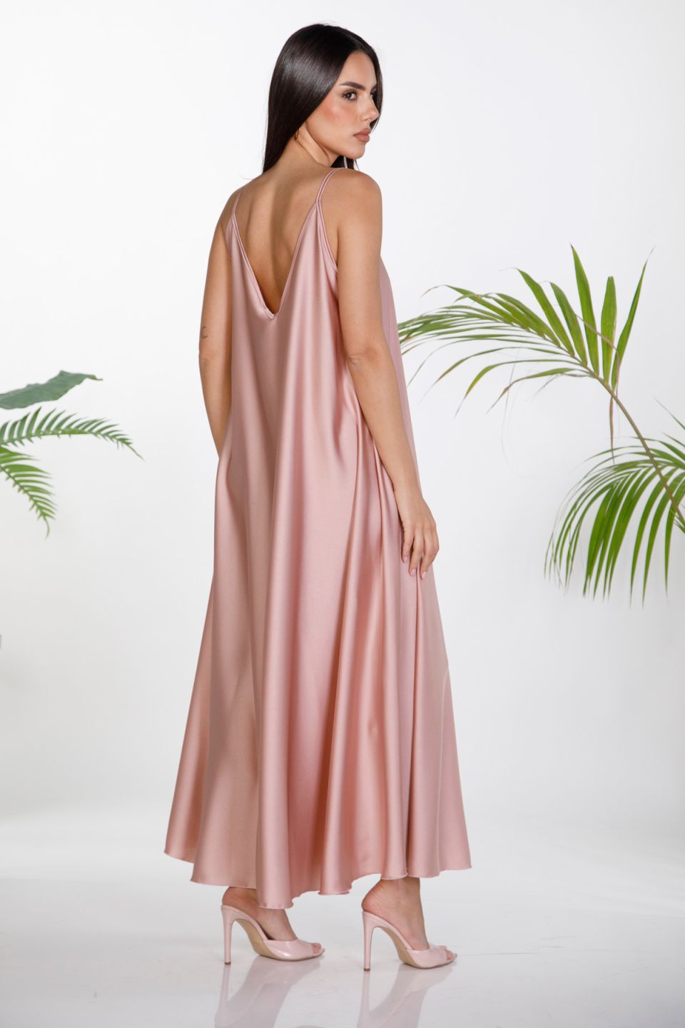 Satin maxi slip dress