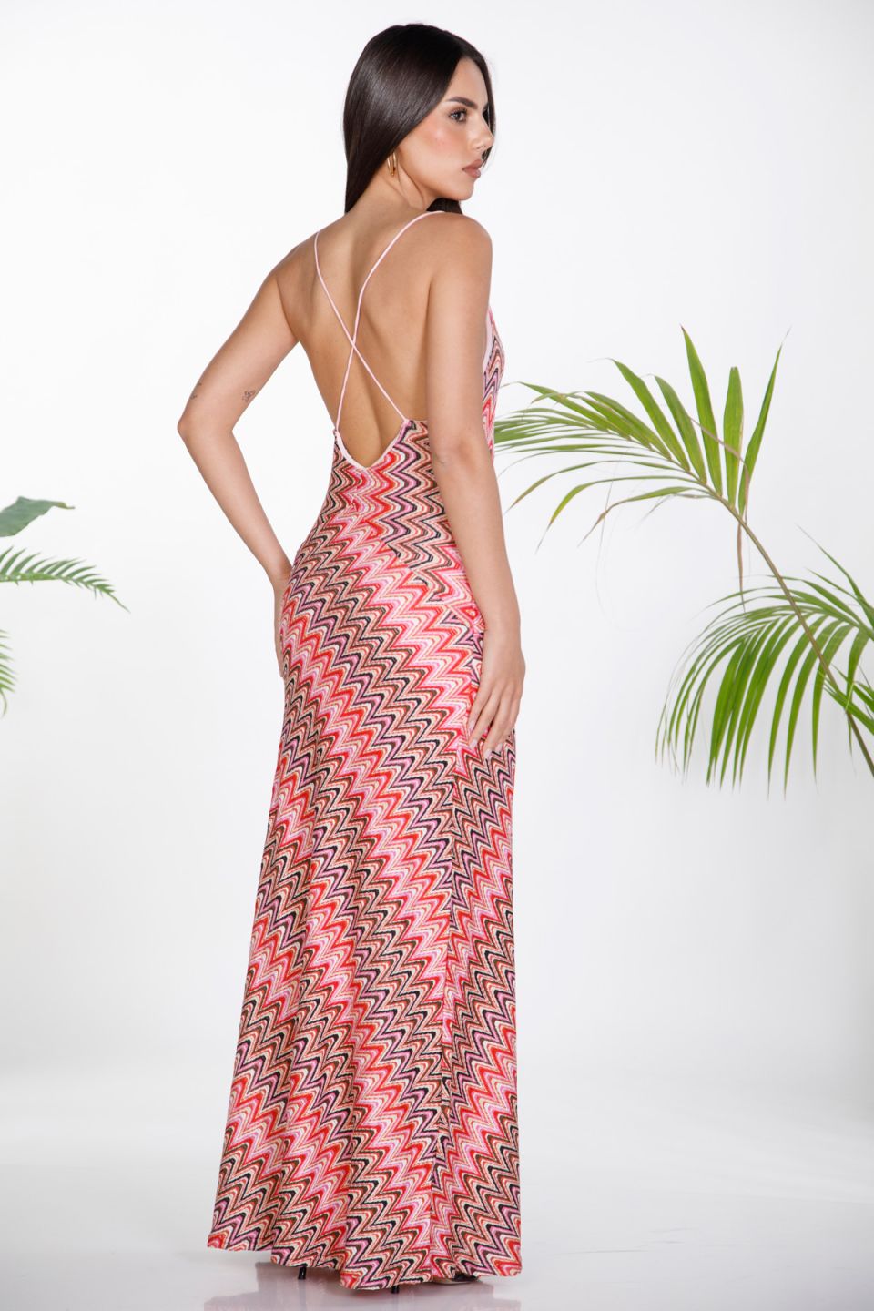 Maxi chevron print dress