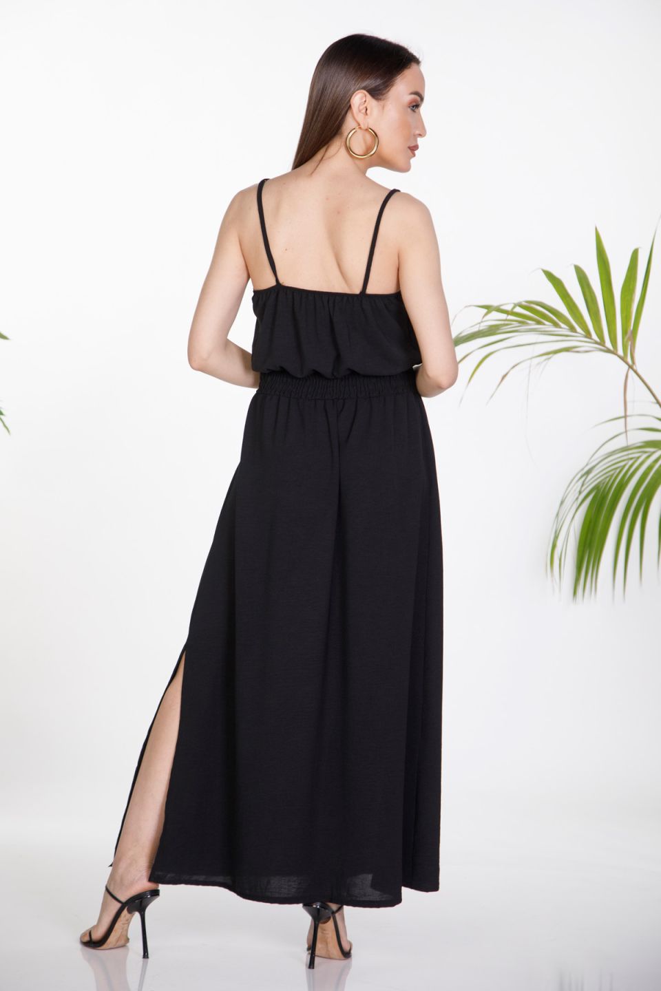 Strappy maxi dress with side slit