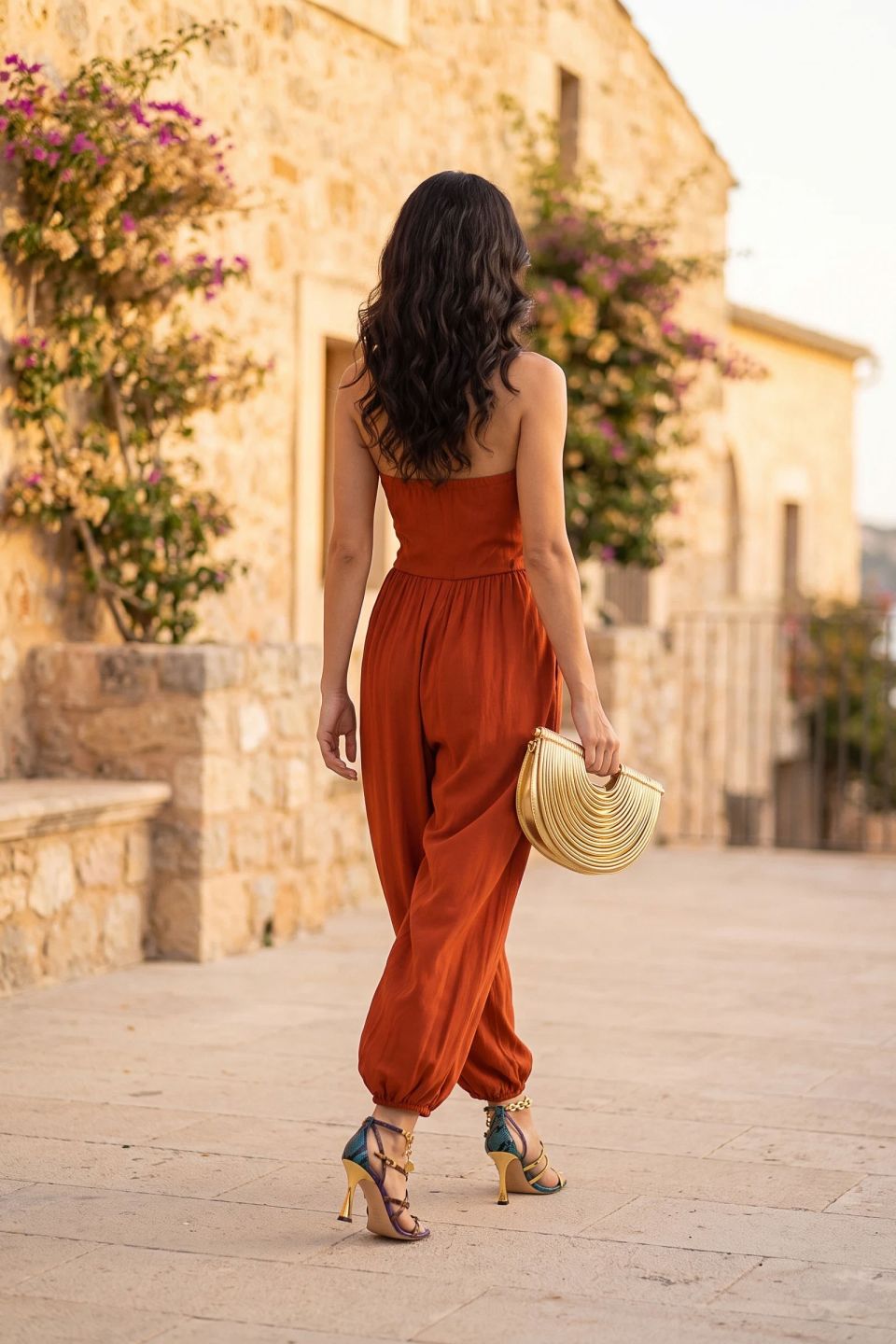 Στράπλες ολόσωμη φόρμα με διακοσμητικά κουμπιά