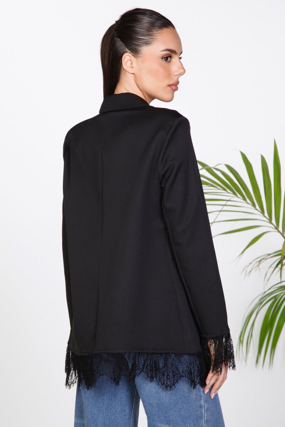 Long blazer with Lace Hem