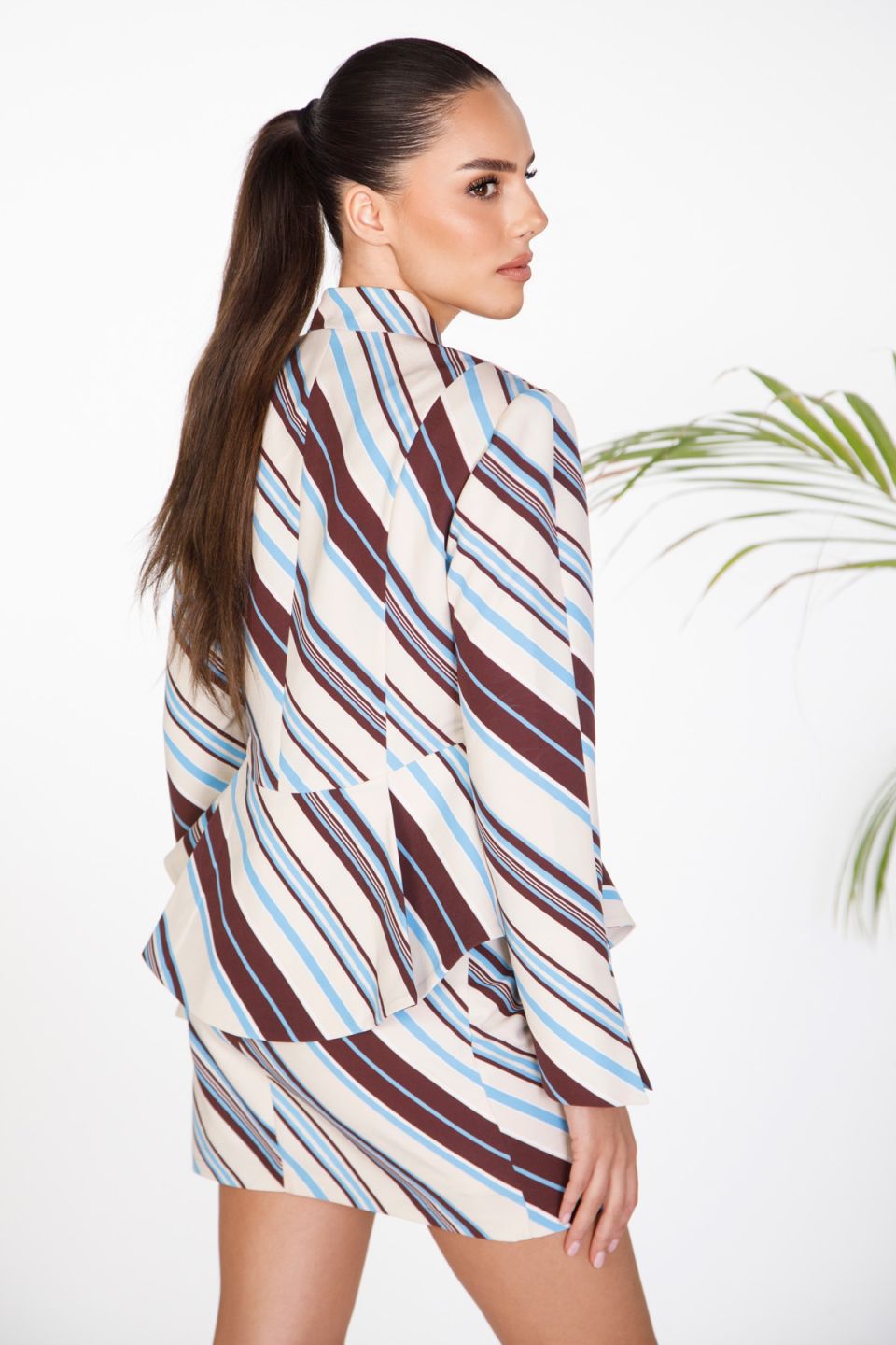 Striped peplum blazer