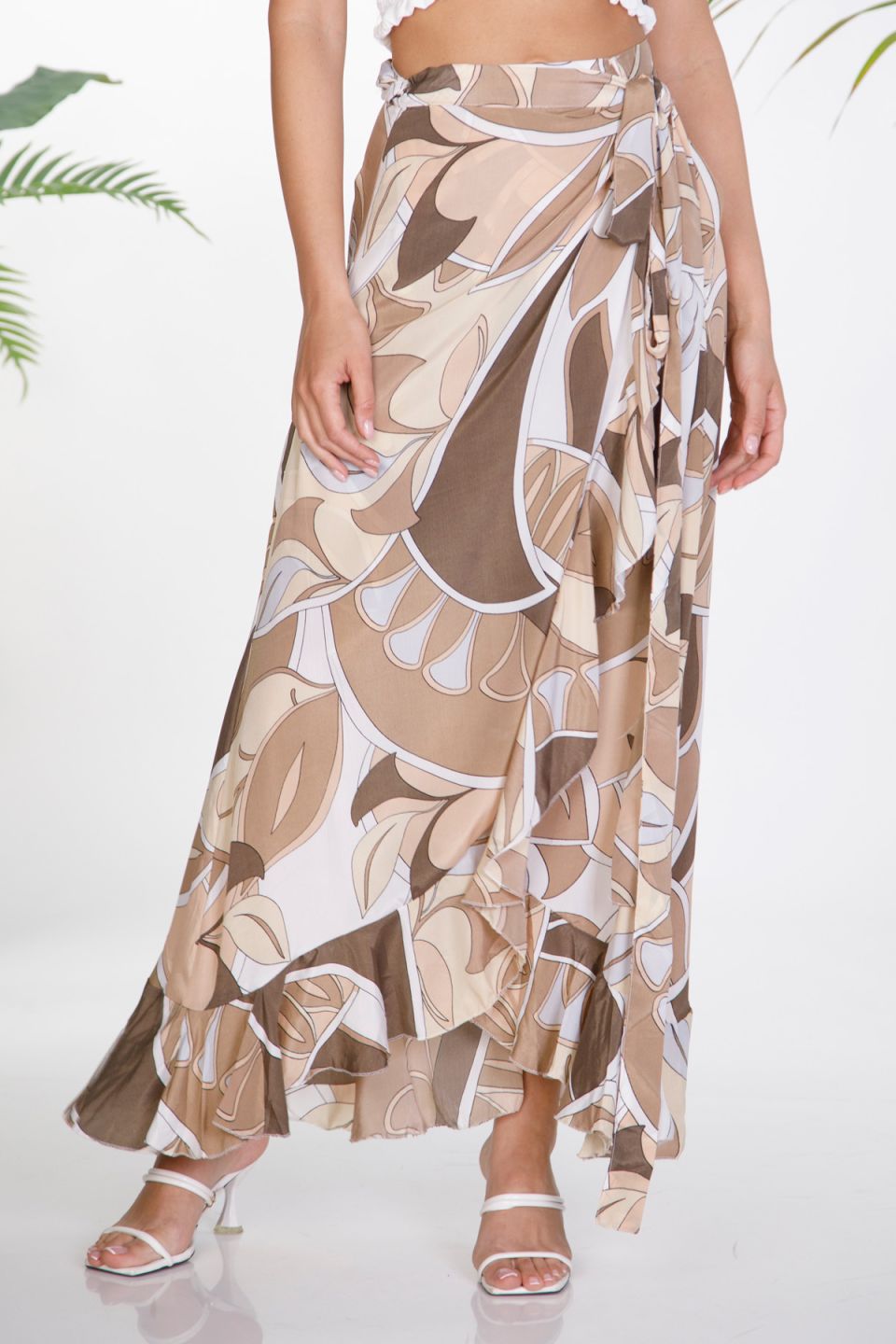 Maxi wrap boho skirt with ruffles
