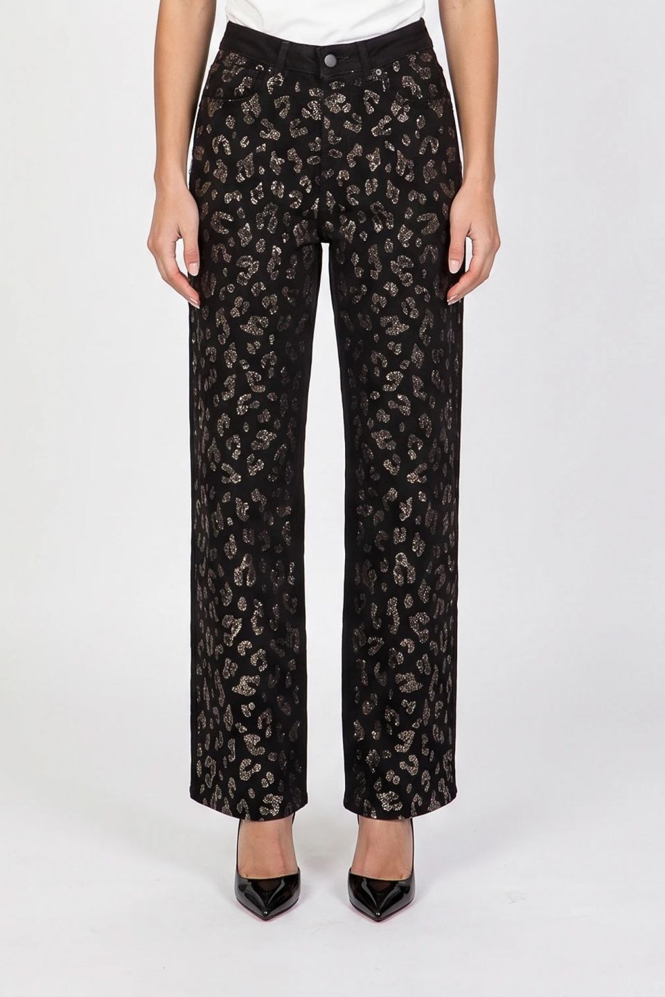 Τζιν παντελόνι με στρας σε animal print