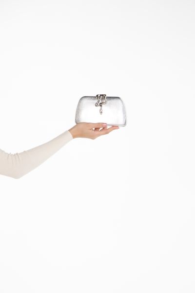 Clutch with metallic snake design