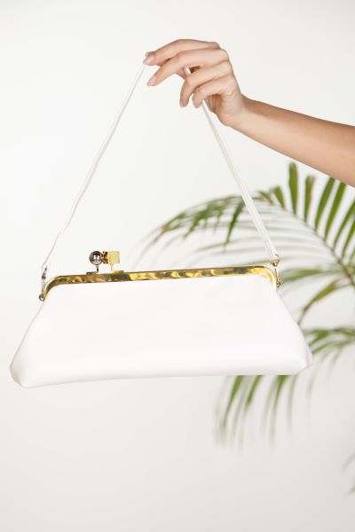 Large faux leather clutch