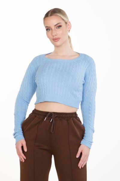Crop πλεκτό με σχέδιο πλεξούδες