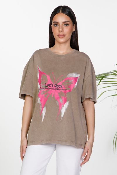 Oversize T-shirt με τύπωμα πεταλούδα