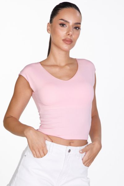 Αμάνικο crop V με cups