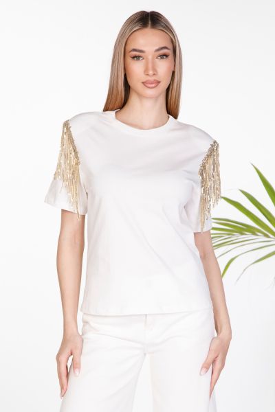 Sequin fringe T-shirt
