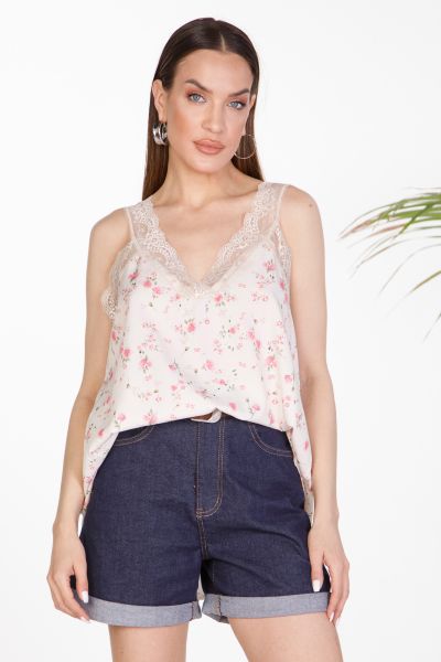 Τοπ lingerie με φλοράλ σχέδιο και δαντέλα