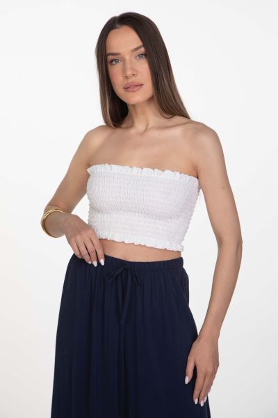 Smocked strapless top