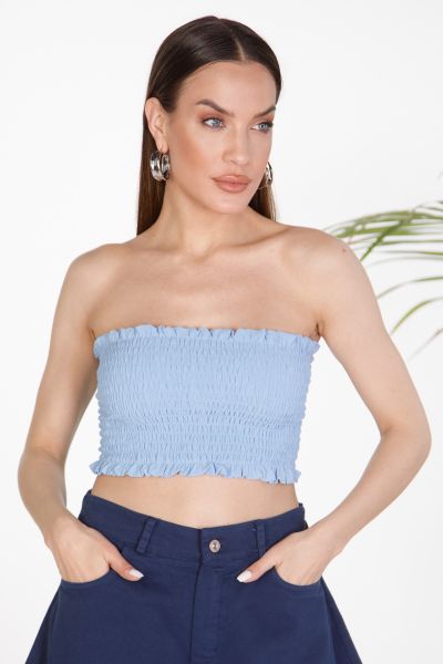 Smocked strapless top