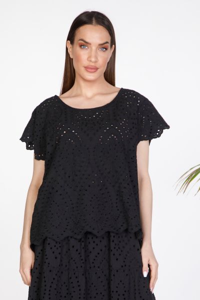 Μπλούζα broderie anglaise με κουμπιά στην πλάτη