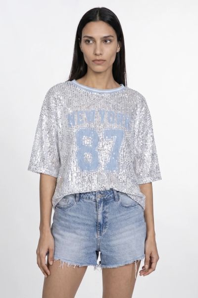 Μπλούζα t-shirt με παγιέτες και τύπωμα New York