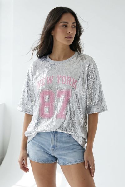 Μπλούζα t-shirt με παγιέτες και τύπωμα New York