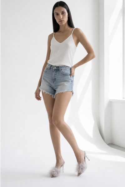 Ribbed V-neck strappy top