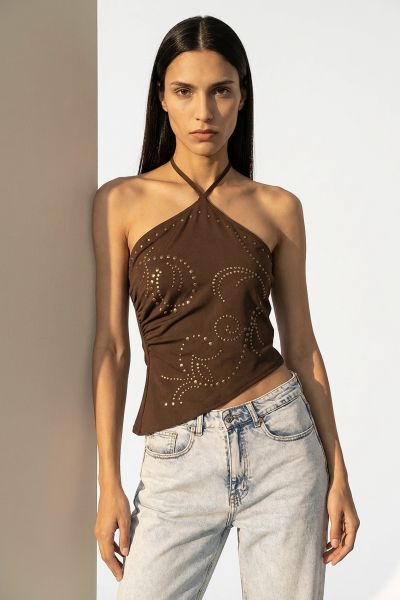 Halter top with studs