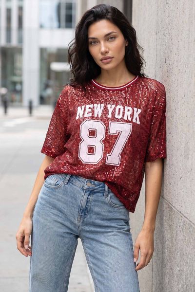 T-shirt μπλούζα με παγιέτες New York