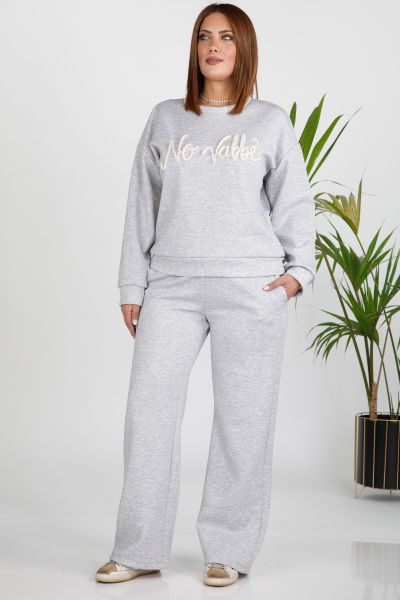 Tracksuit set, top with embroidered letters & trousers