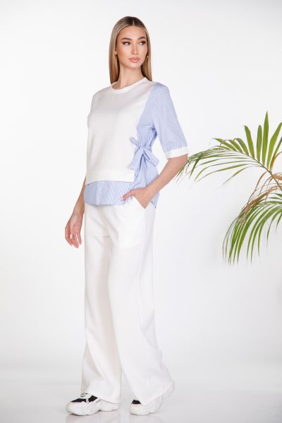 Top with striped details and wide-leg trousers co-ord