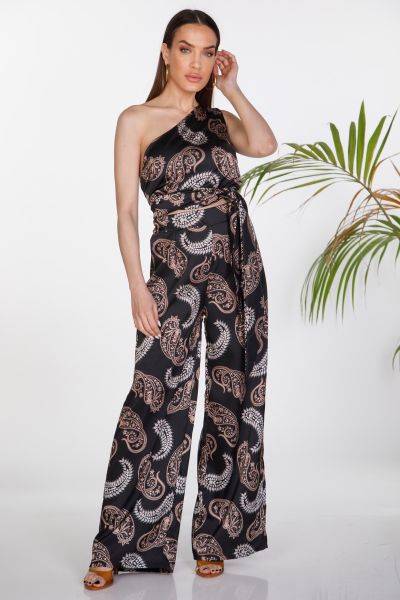 Printed set, crop with wide-leg trousers