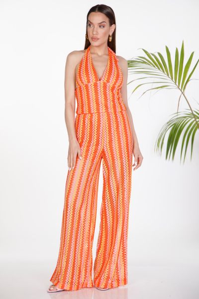 Πλεκτό σετ halter top και παντελόνα