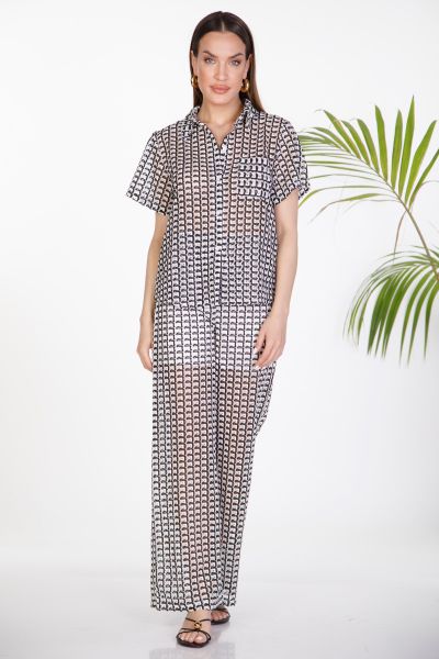 Perforated shirt and trousers set