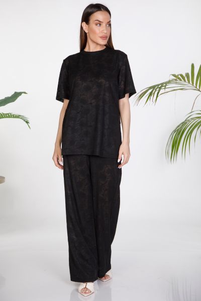Textured floral co-ord set with see-through effect and built-in shorts