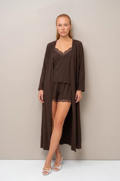 Σετ homewear 3 τεμαχίων με δαντέλα