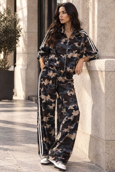 Σετ παραλλαγής με διπλή ρίγα, ζακέτα & παντελόνι