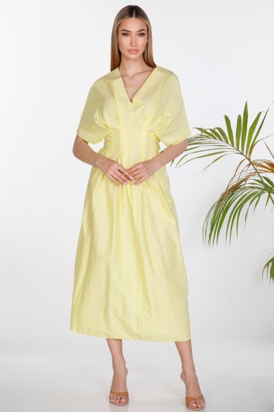 Midi A-line dress with belt