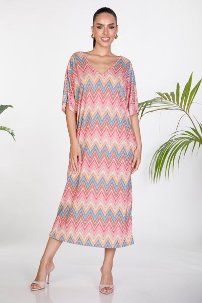 Zig-zag maxi dress with back tie