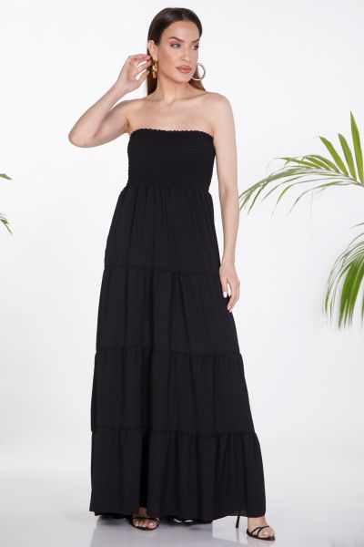 Maxi strapless ruched dress
