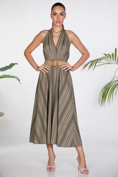 Striped halter midi dress