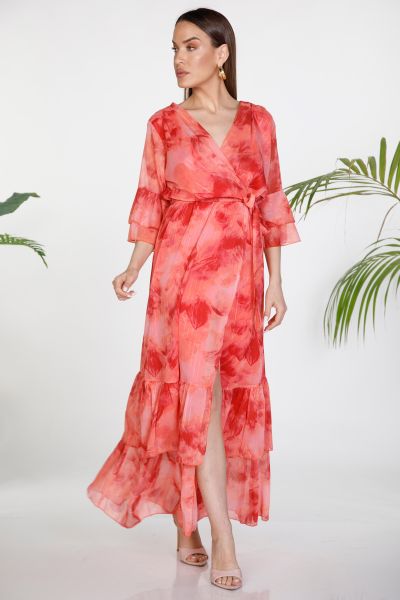 Floral wrap dress with lurex details