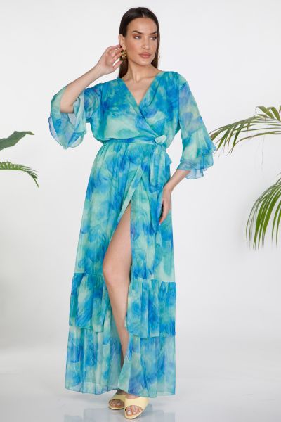 Floral wrap dress with lurex details