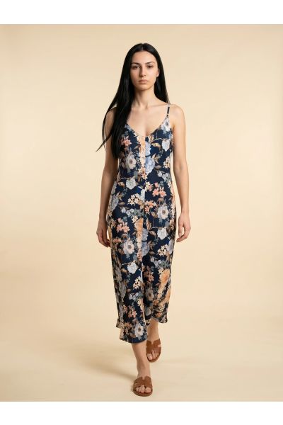 Maxi floral dress with thin straps