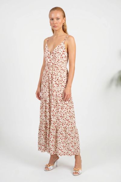 Floral maxi φόρεμα με τιράντες
