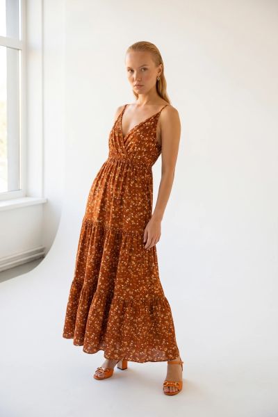 Floral maxi φόρεμα με τιράντες