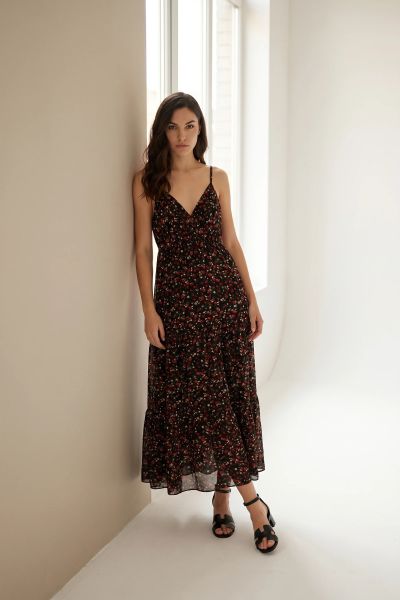 Floral maxi φόρεμα με τιράντες