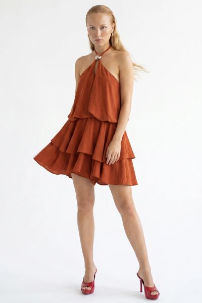 Halter neck ολόσωμο σορτς με βολάν